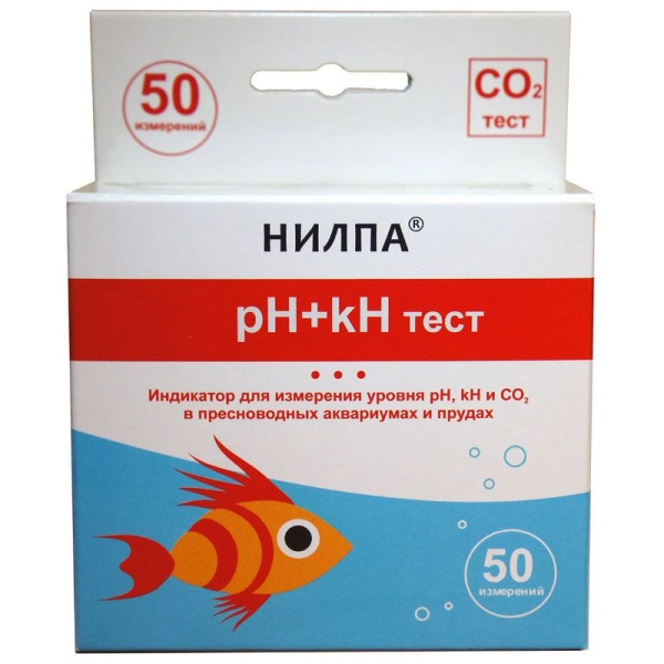 Тест Нилпа для измерения уровня жесткости pH+kH и углекислого газа CO2 (50 измерений)